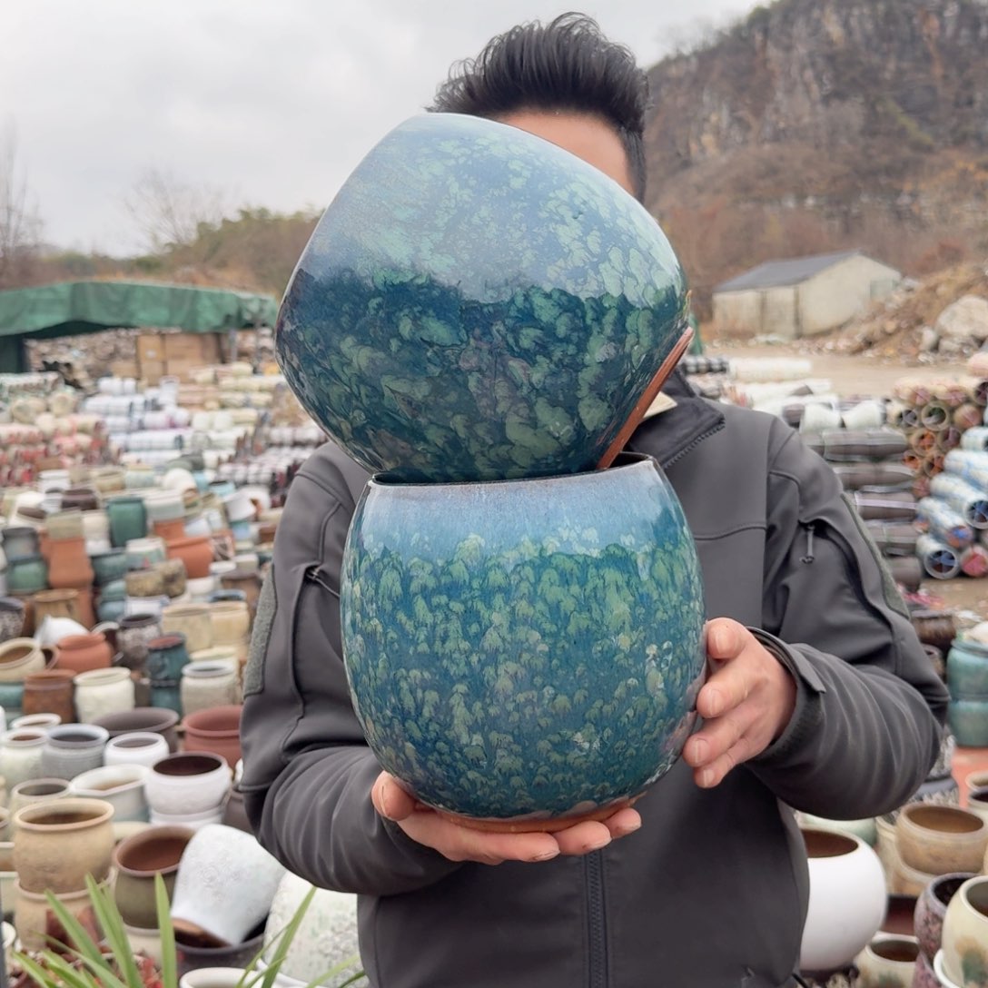 紫砂花盆口16高20（两个蛋壳雪花外贸