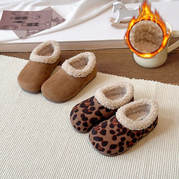 韩版儿童百搭休闲勃肯鞋25冬季男女童加绒保暖居家软底外穿豆豆鞋