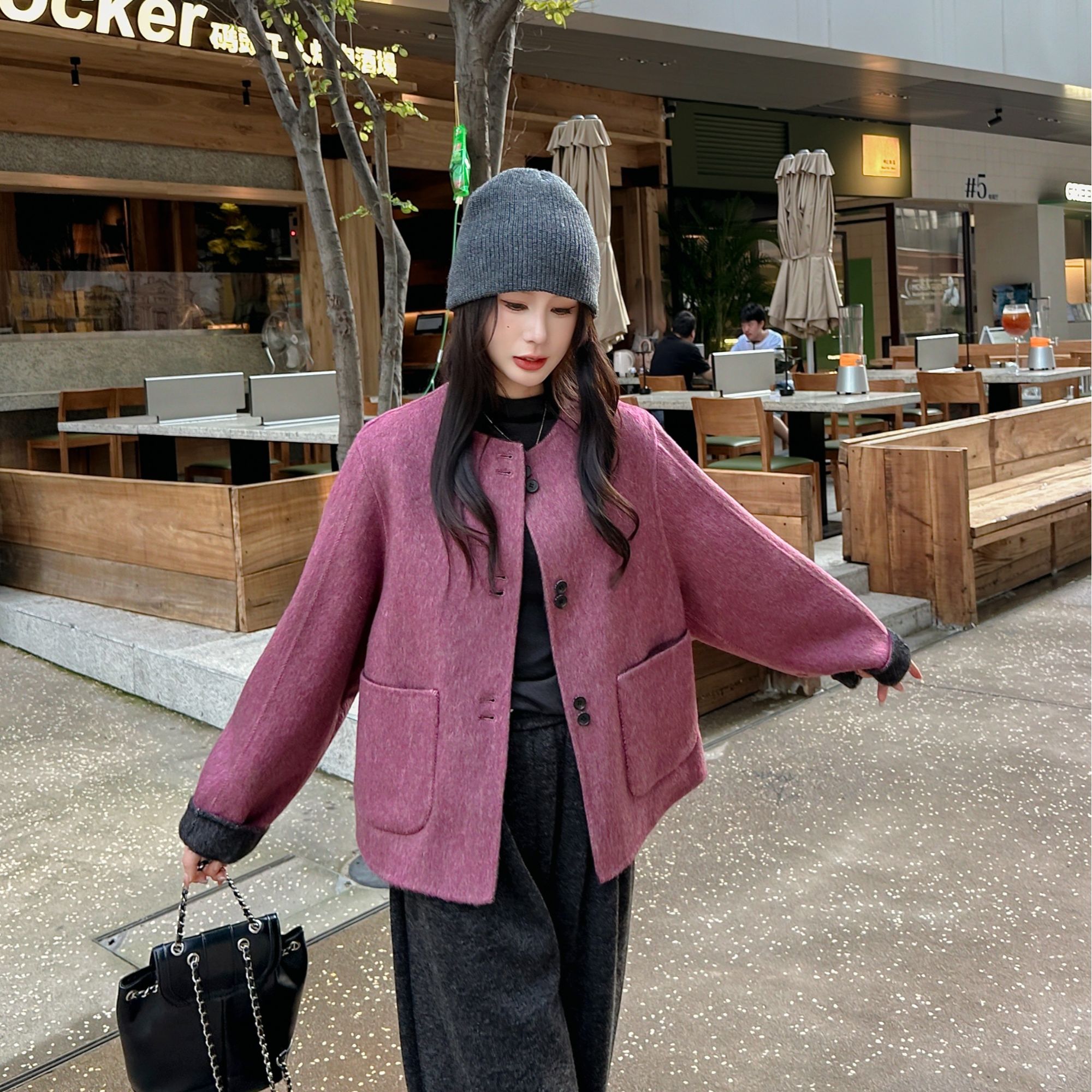 上新2508双面双色气质时尚遮肉通勤百搭小香风外套