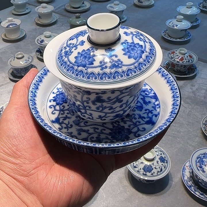 摆件直播间三才盖碗