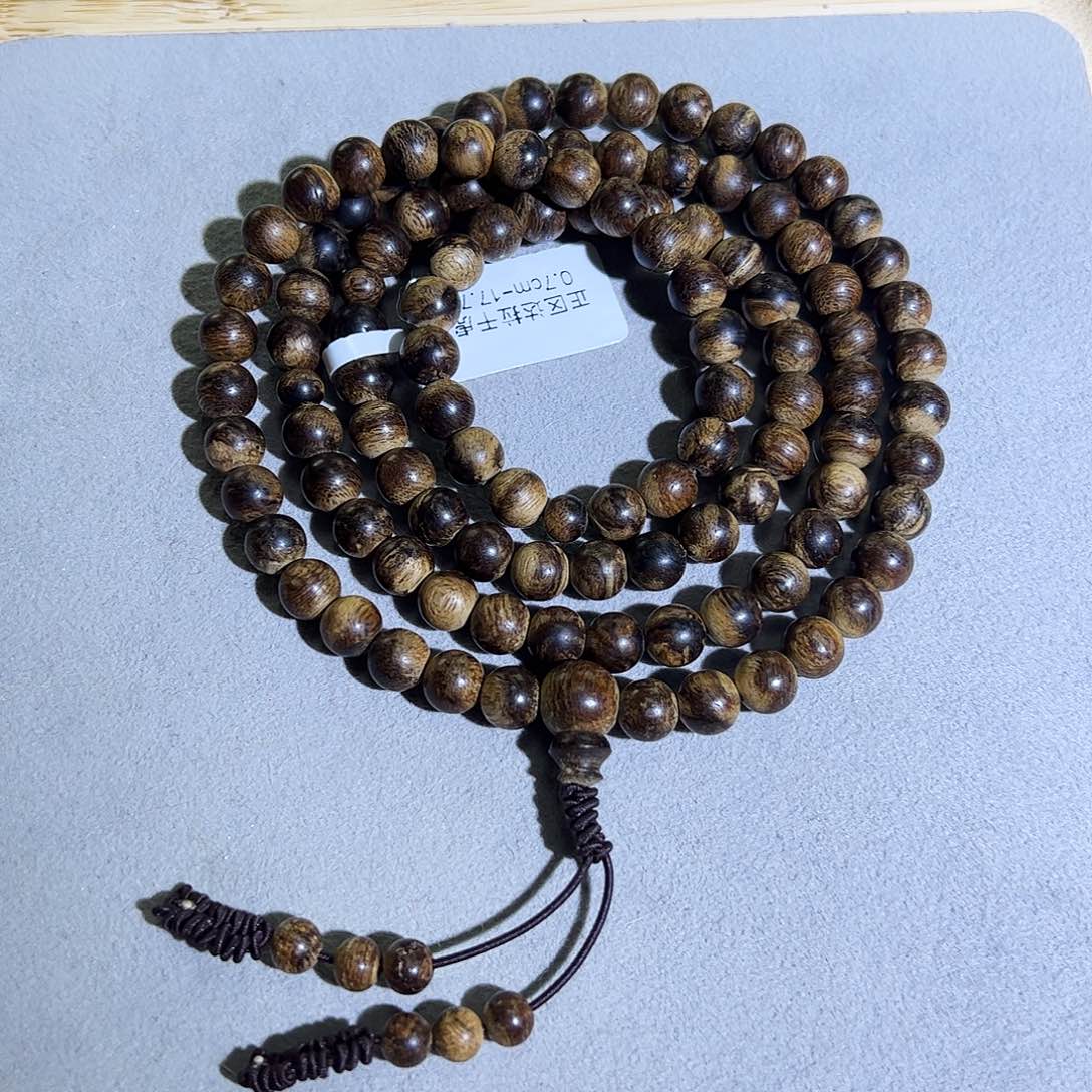 沉香手串天然达拉干虎斑老料0.7多圈 9分 奶香蜜甜凉