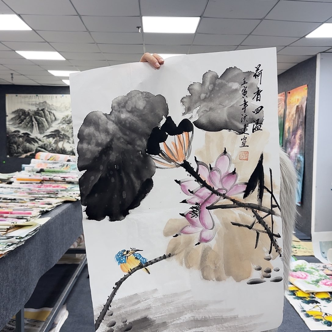 国画作品小姐姐放漏中