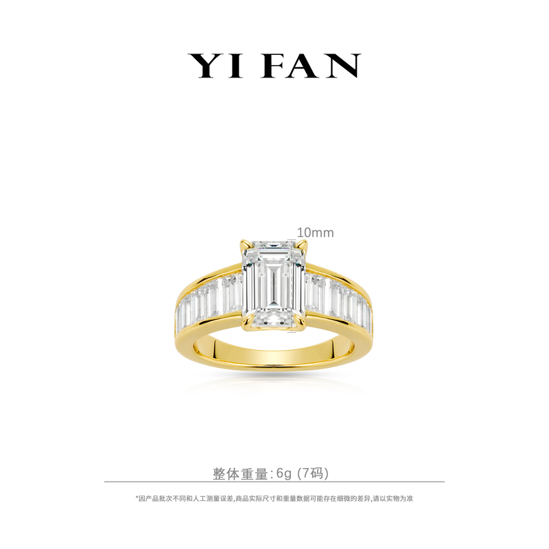 925银合成锆石戒指 10505-（冰雪奇缘）白色祖母切四爪满钻百搭戒