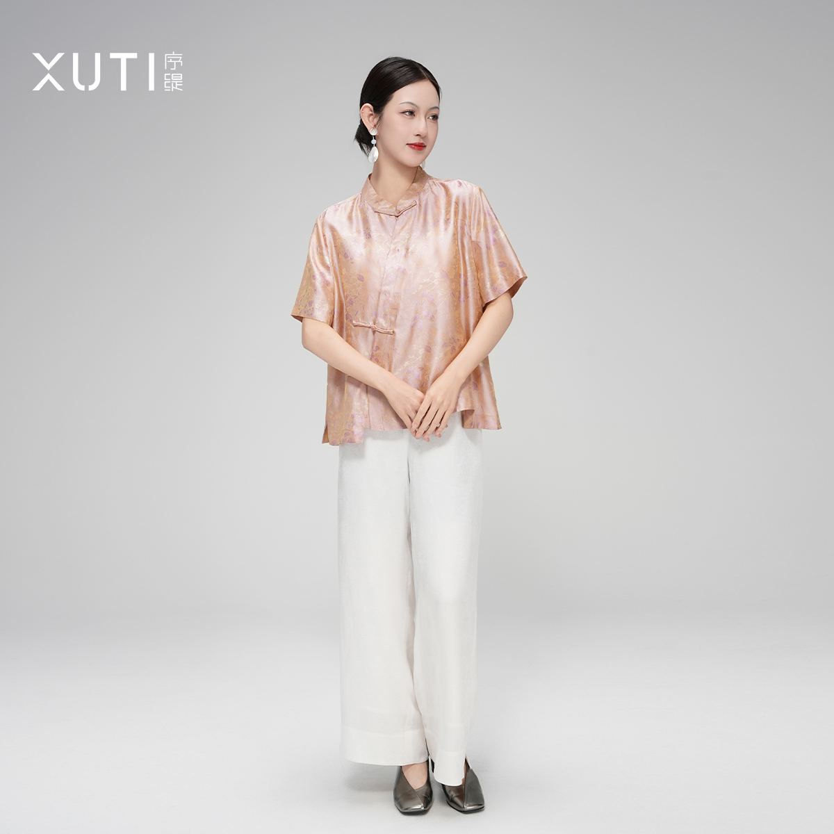 序缇『浣花天』夏季新款国风新中式桑蚕丝上衣女宽松H49-JM-16772