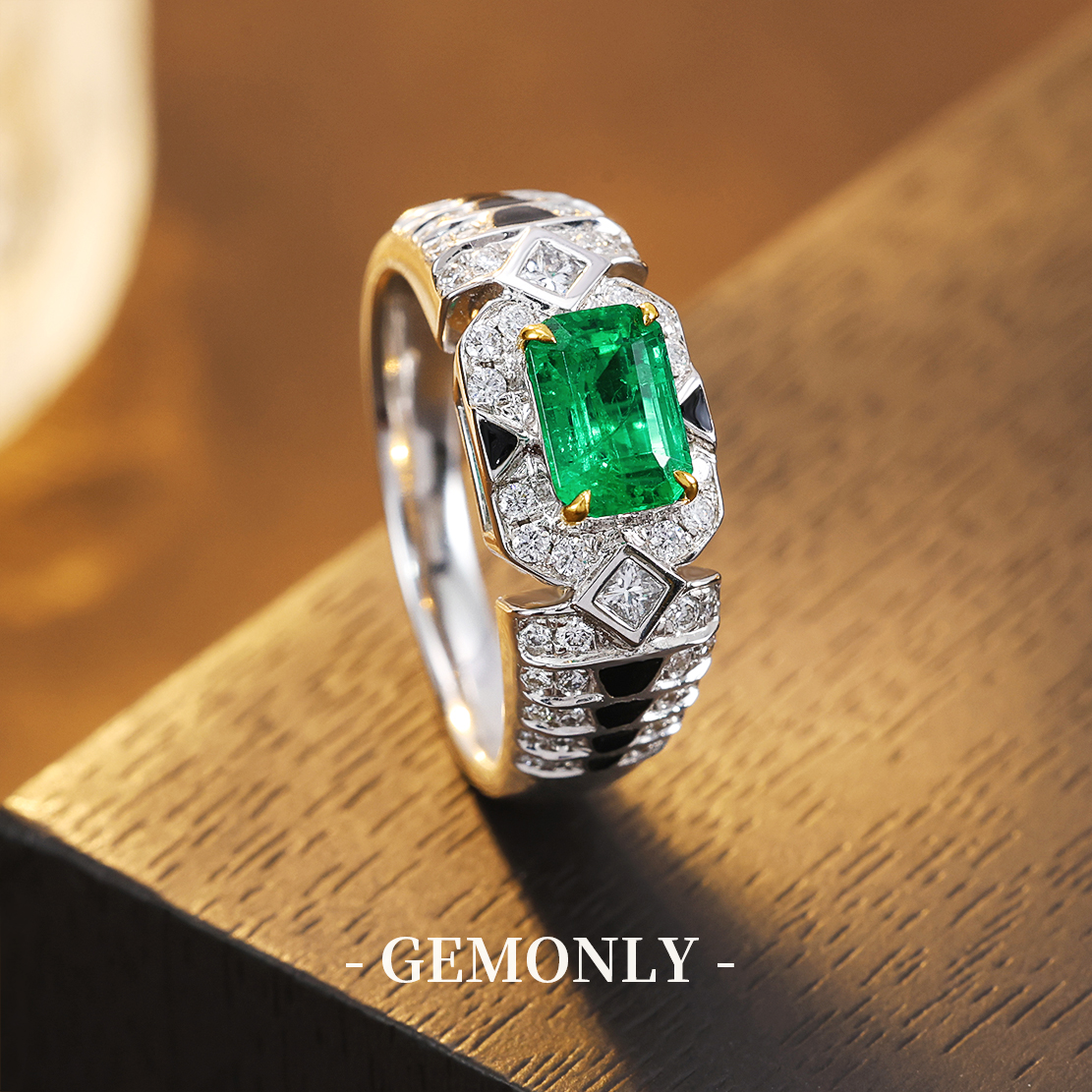 GEMONLY｜18K金天然祖母绿戒指1.06ct潘杰希尔撞色设计吉尔德
