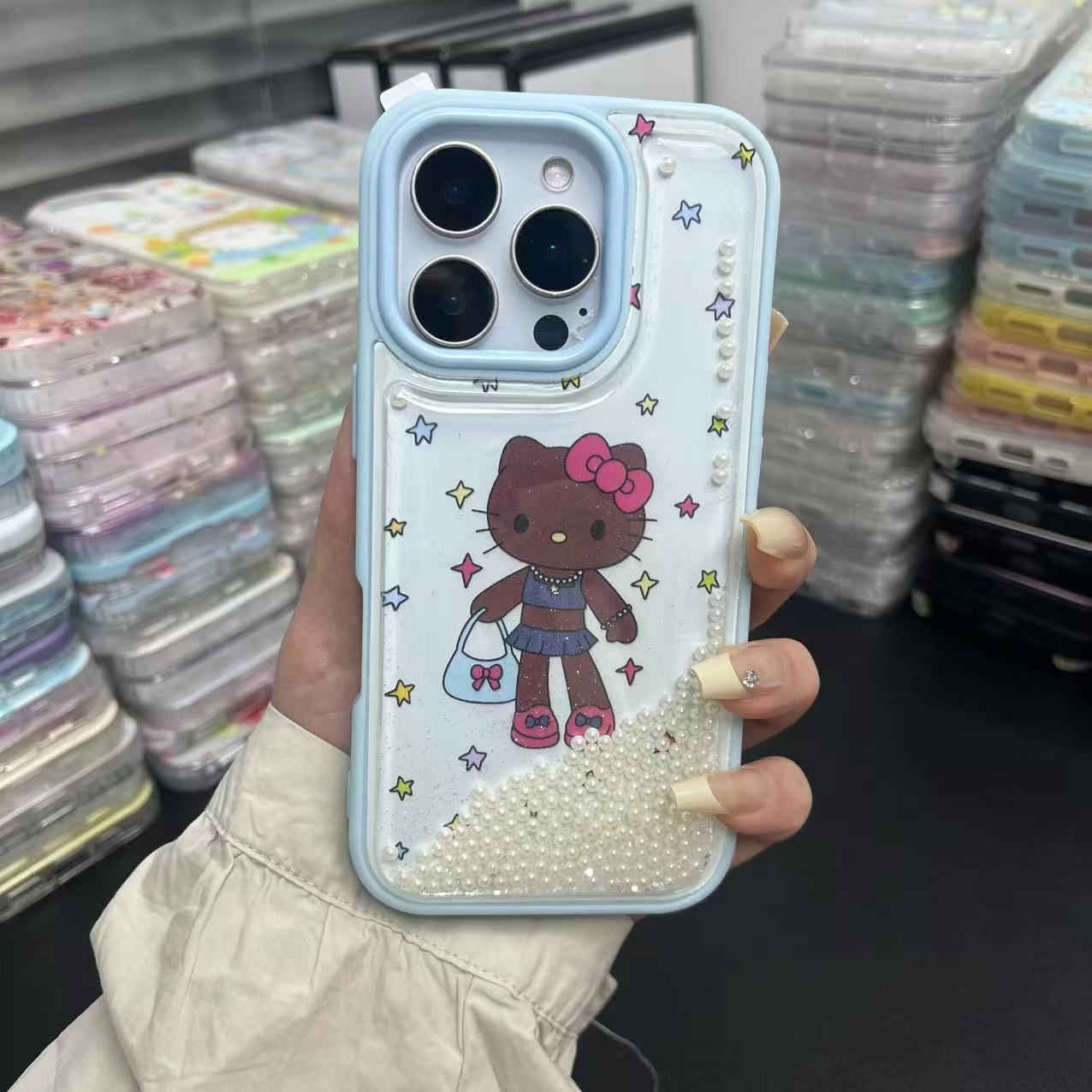 流沙黑皮长腿Kt适用于苹果16ProMax手机壳iPhone15Pro小众少女心