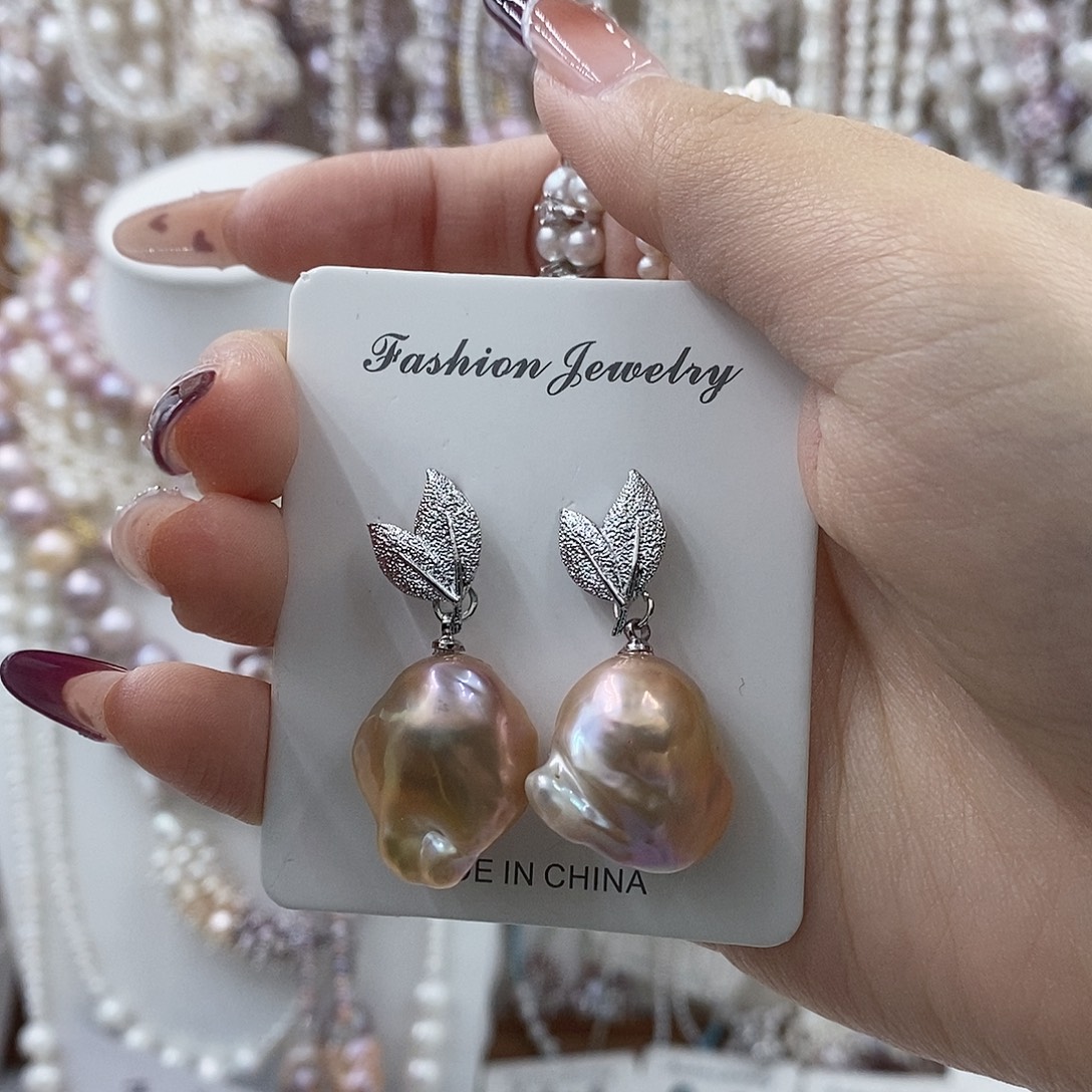 淡水珍珠耳饰银S925镶嵌