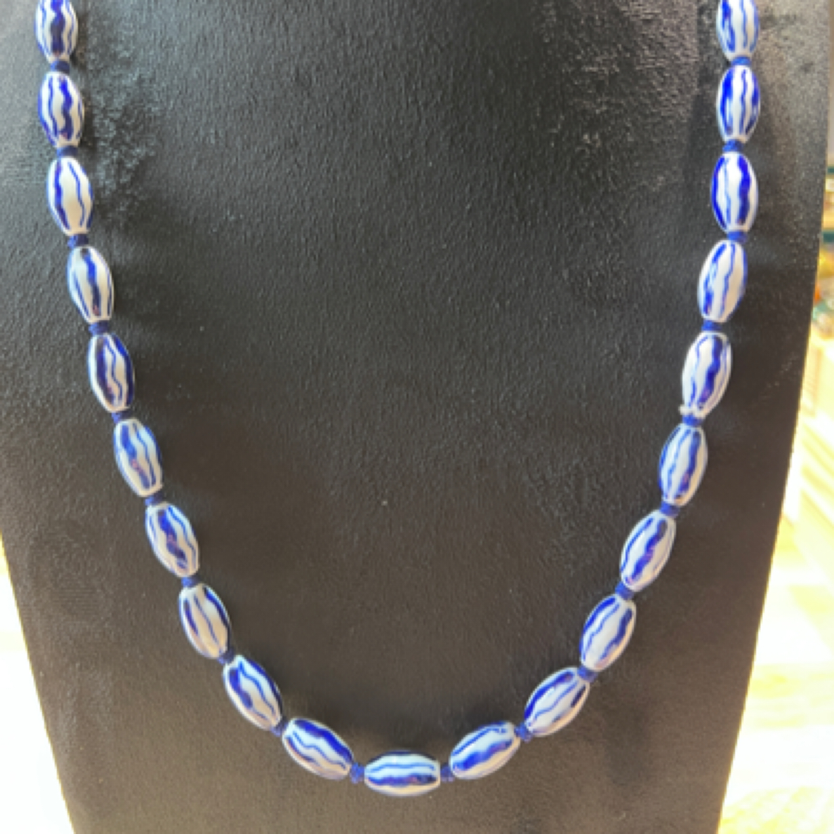 合金项链 合金项链珠串中古首饰物品默认微瑕饰品蓝色链子长链