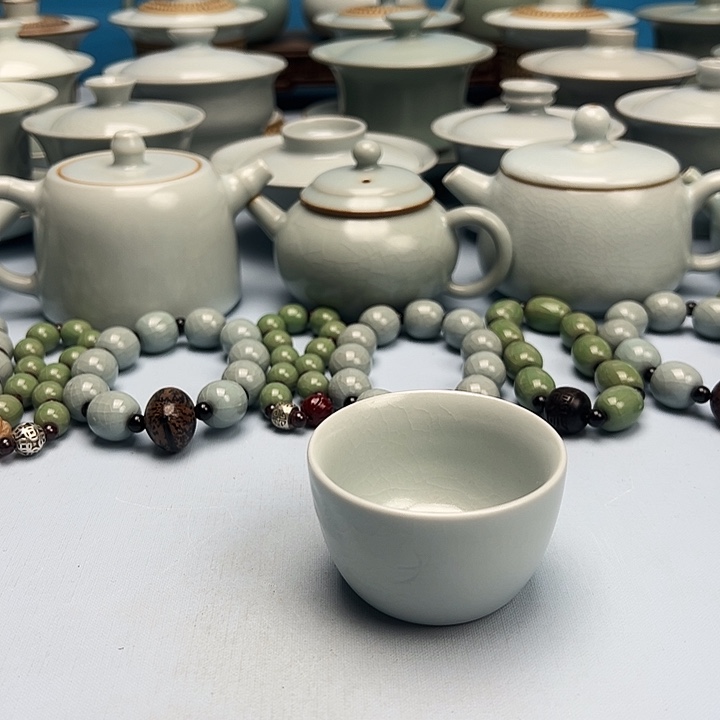 杯仿古月白釉荷花杯原矿原釉原产地