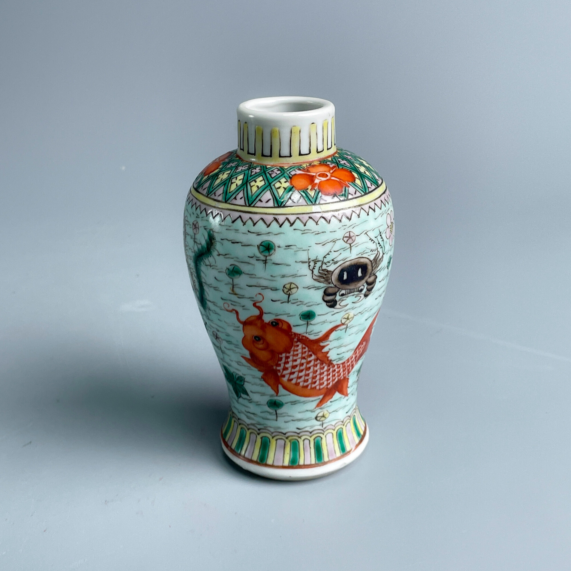 瓷器/古董民国粉彩鱼藻纹梅瓶-M25AS000A66古玩/收藏/文物/绣花张