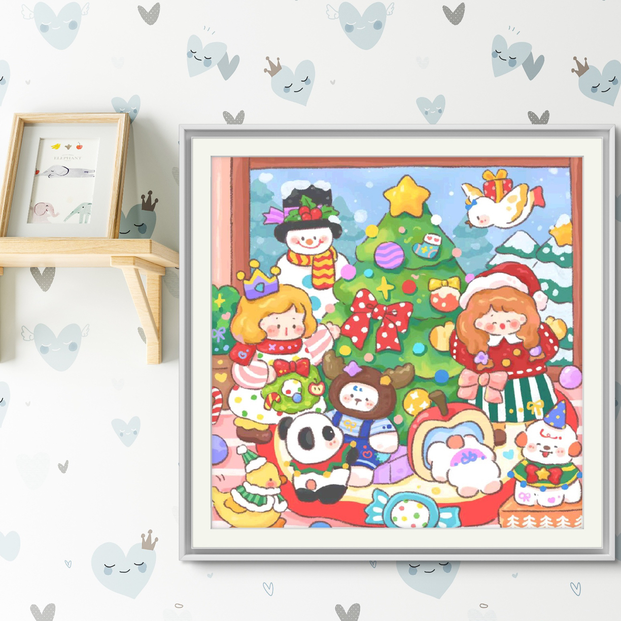 新疆长绒棉布，欢聚圣诞节65*65大格十字绣【无针无工具】