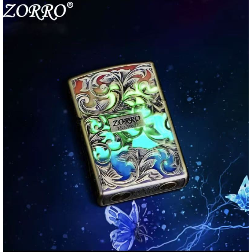 ZORRO佐罗高颜值一体机防风媒油打火机新款夜光七彩唐草炫酷(K)