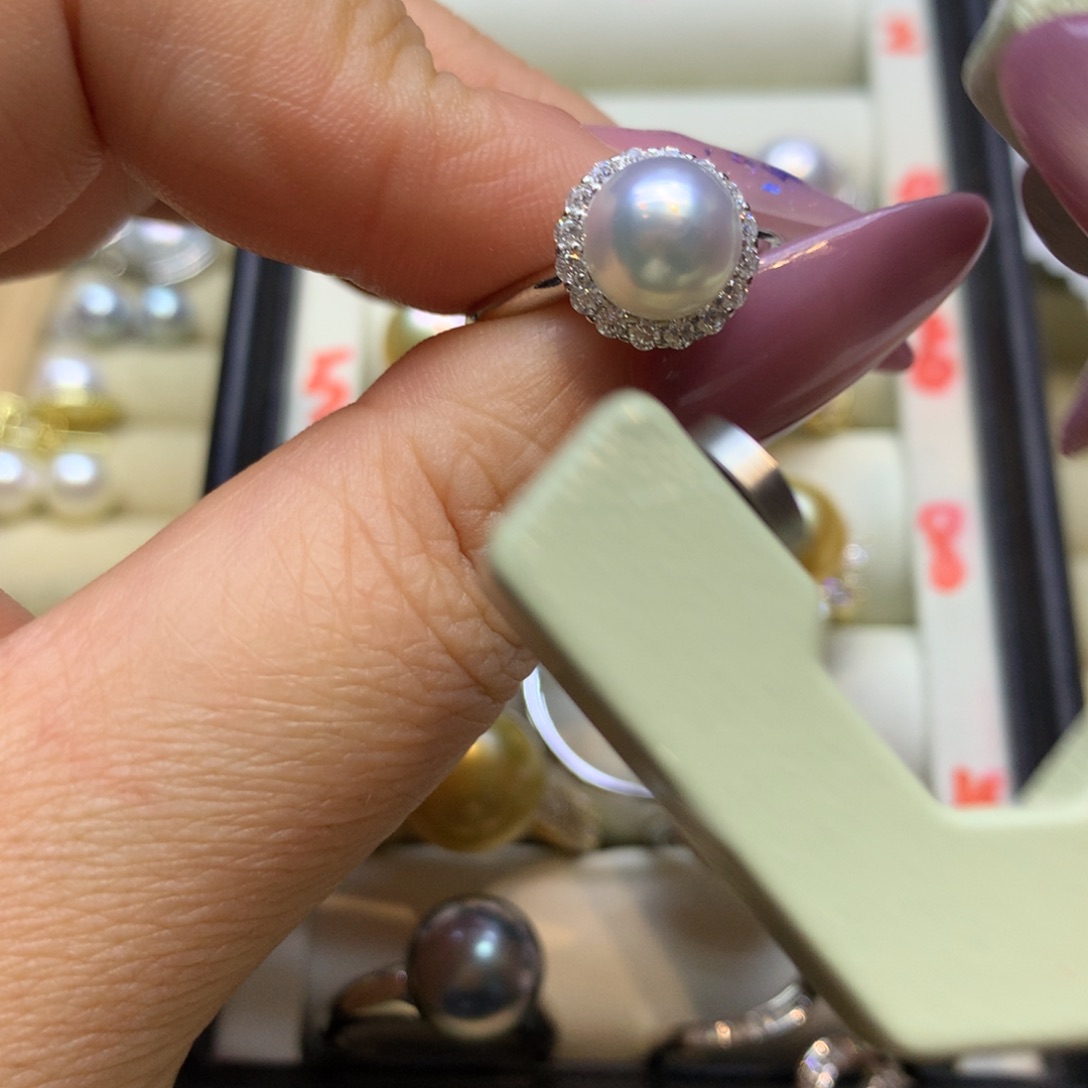 银S925镶嵌戒指海水珍珠