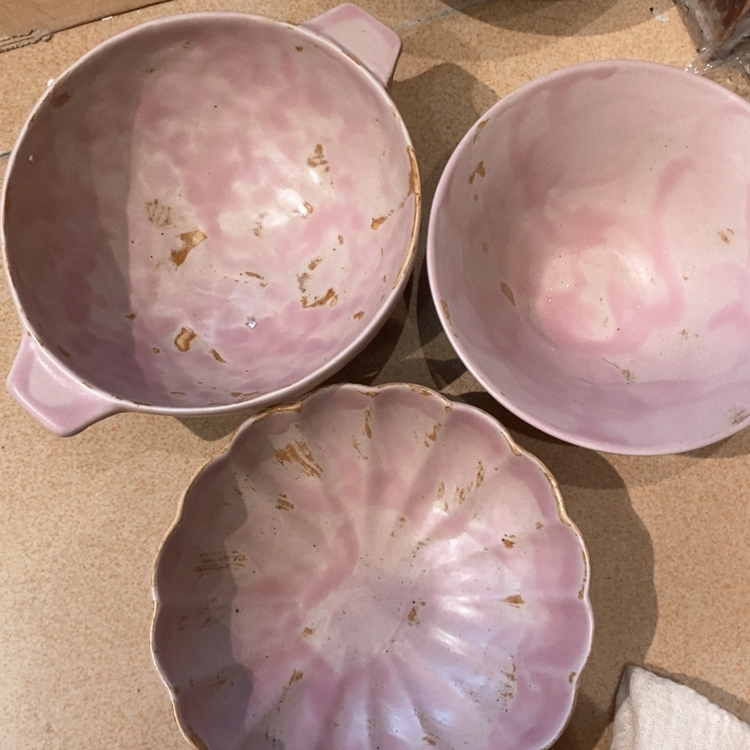 今囍陶器粗陶餐具3件