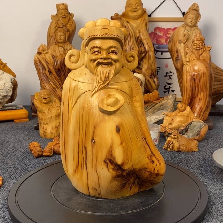 柏木（崖柏）财神爷摆件