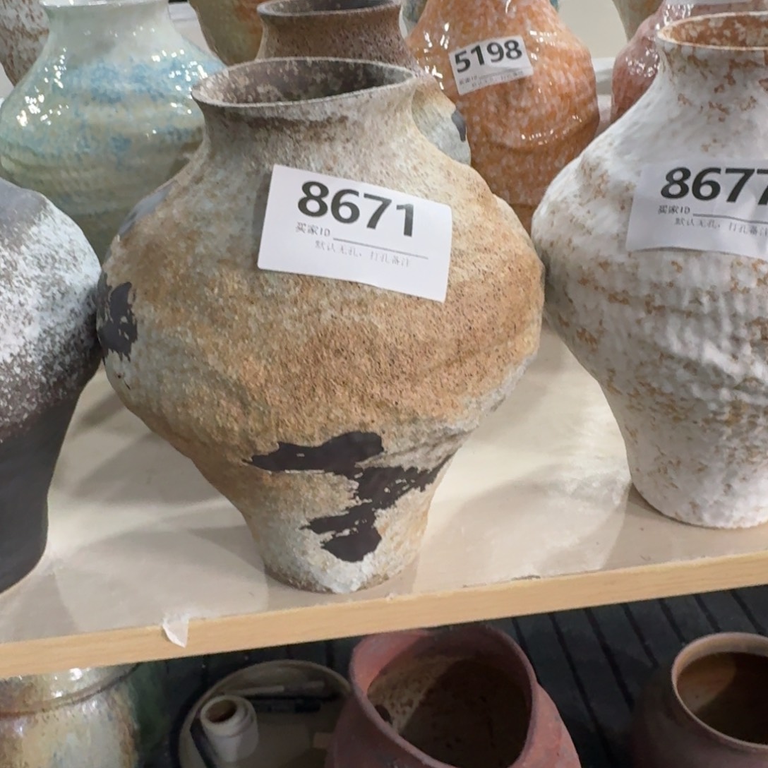 玲***️摆件陶景德镇高温花瓶编码8671高28口8默认无孔