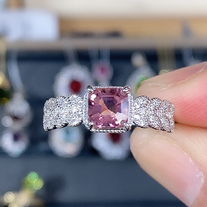 碧玺戒指银S925镶嵌戒指