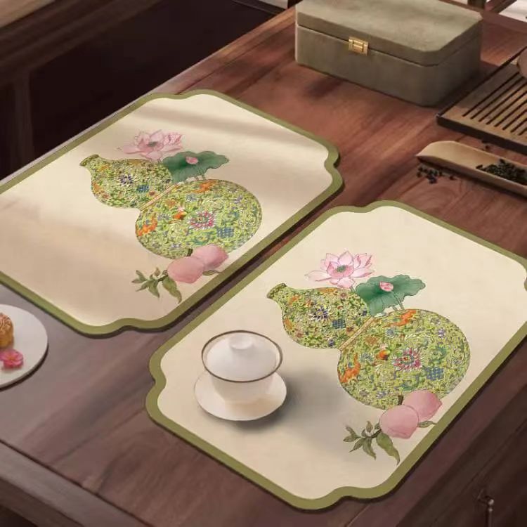 【拍一发二】初霁吉祥硅藻泥沥水垫吸水防滑杯碗垫厨房茶具垫