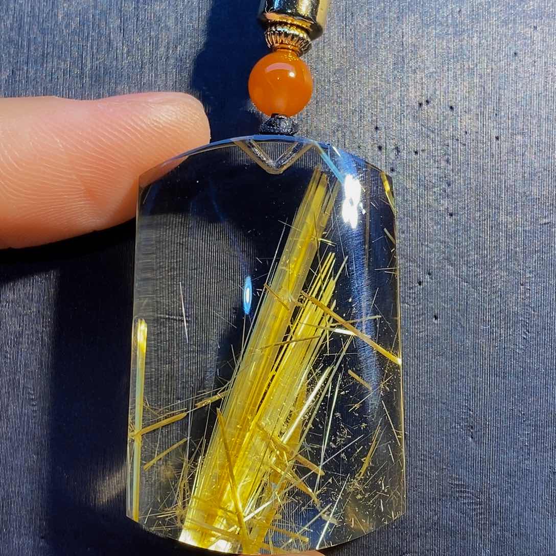 水晶颈饰未镶嵌天然钛晶无事牌吊坠