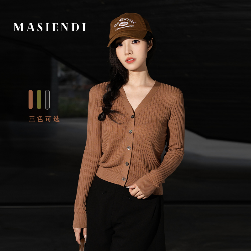 MASIENDI/玛丝恩迪常规款女士百搭纯色休闲针织衫74002