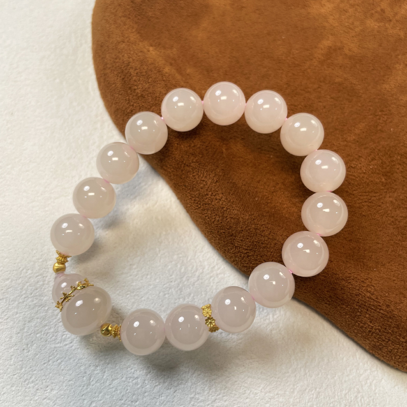 珠联帮【18K】和田玉1.0（糯藕粉）+藕粉葫芦单圈手串