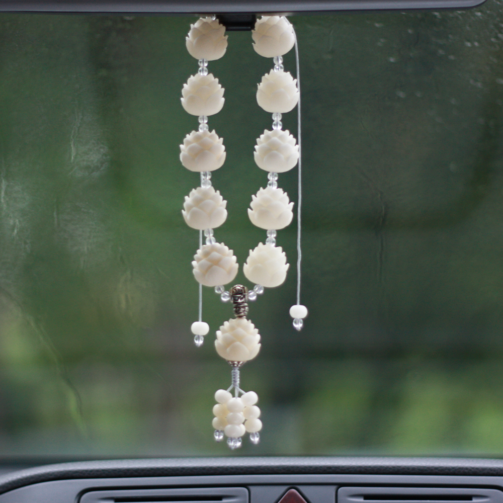 新款车载菩提莲花好运莲莲汽车挂件内后视镜挂件男款女款送礼佳品