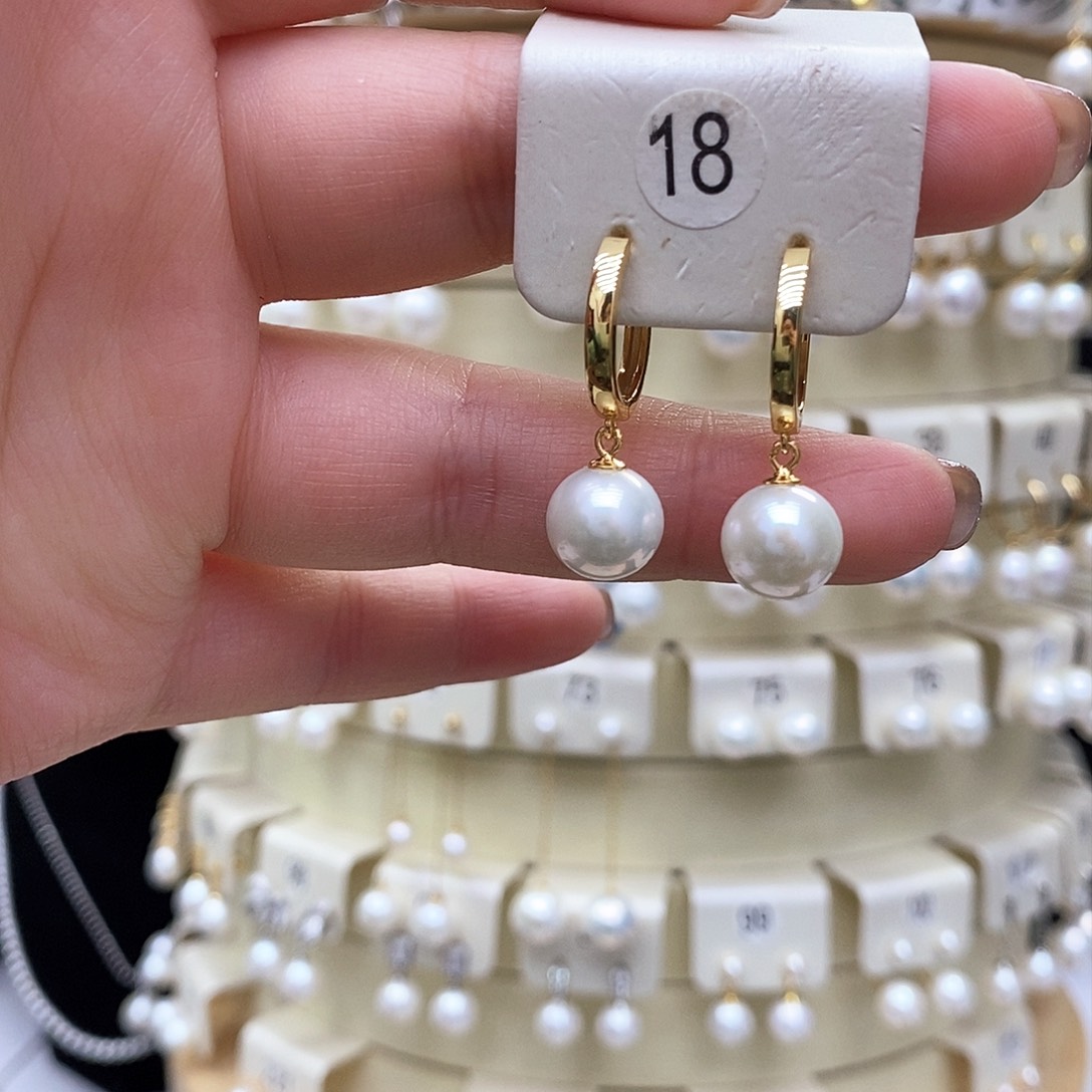 淡水珍珠耳饰银S925镶嵌