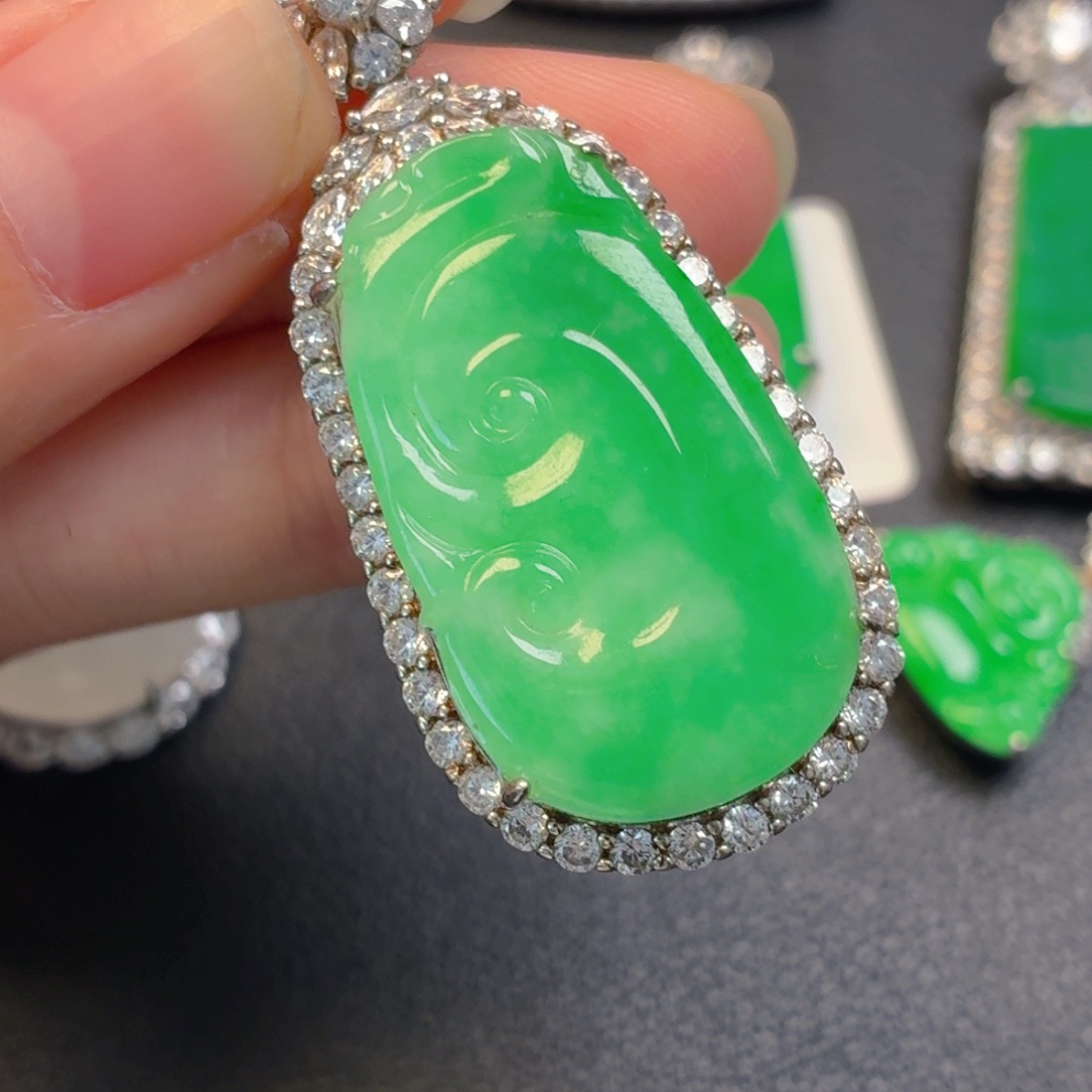 翡翠银S925镶嵌吊坠(不含链)