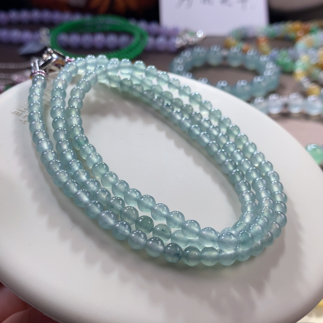 翡翠手链未镶嵌冰蓝项链卡4.5