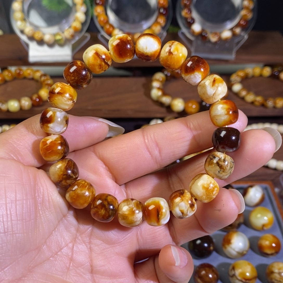 蜜蜡未镶嵌裸石天然沁色蜜蜡老型手串11➕mm