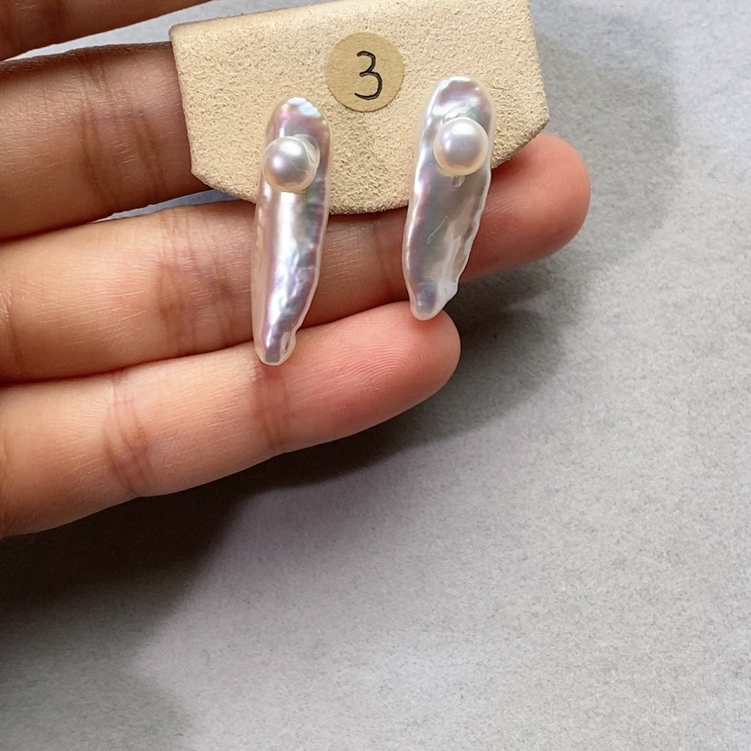 淡水珍珠耳饰银S925镶嵌