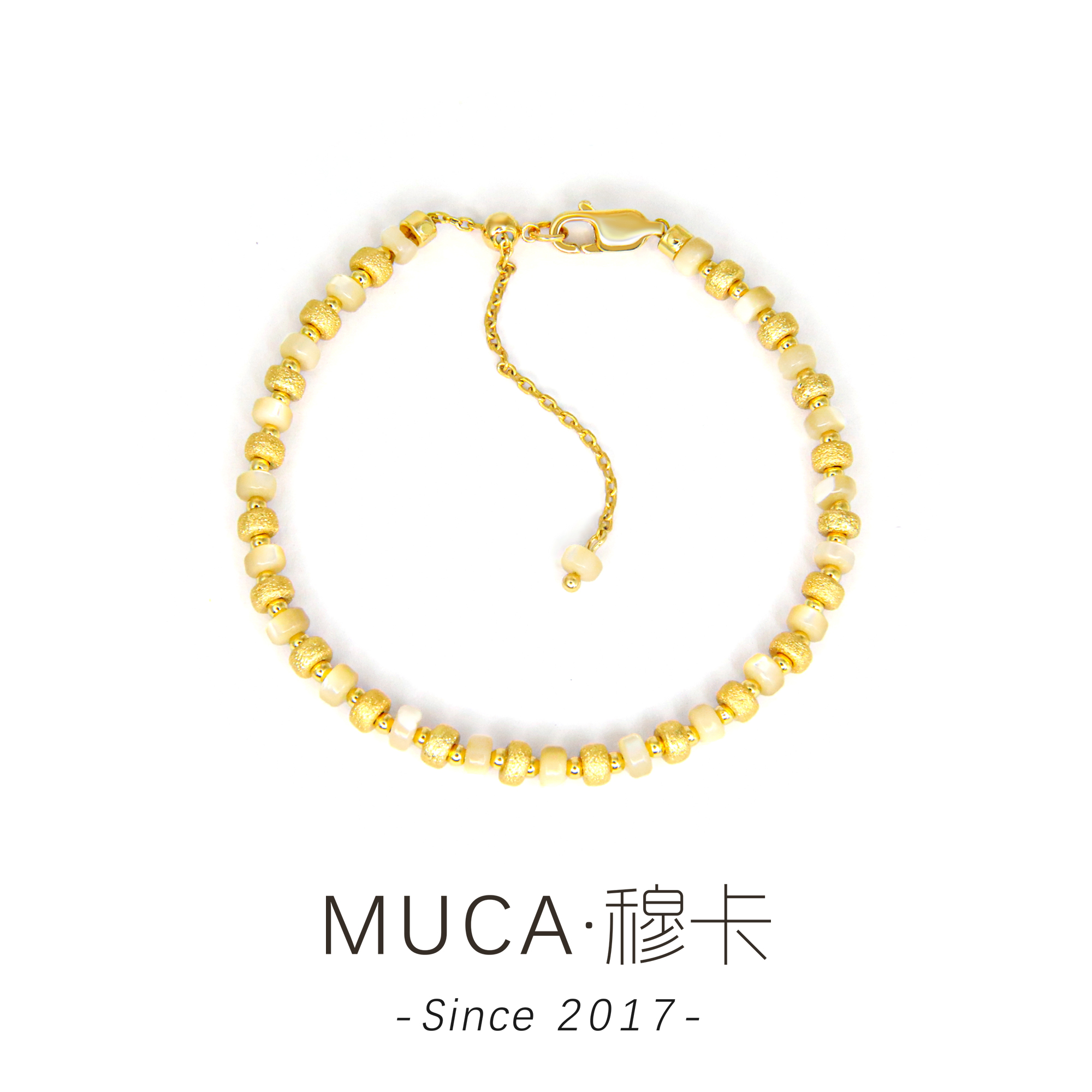  【鎏金岁月】金色ins磨砂拼接光珠光面手链A1275