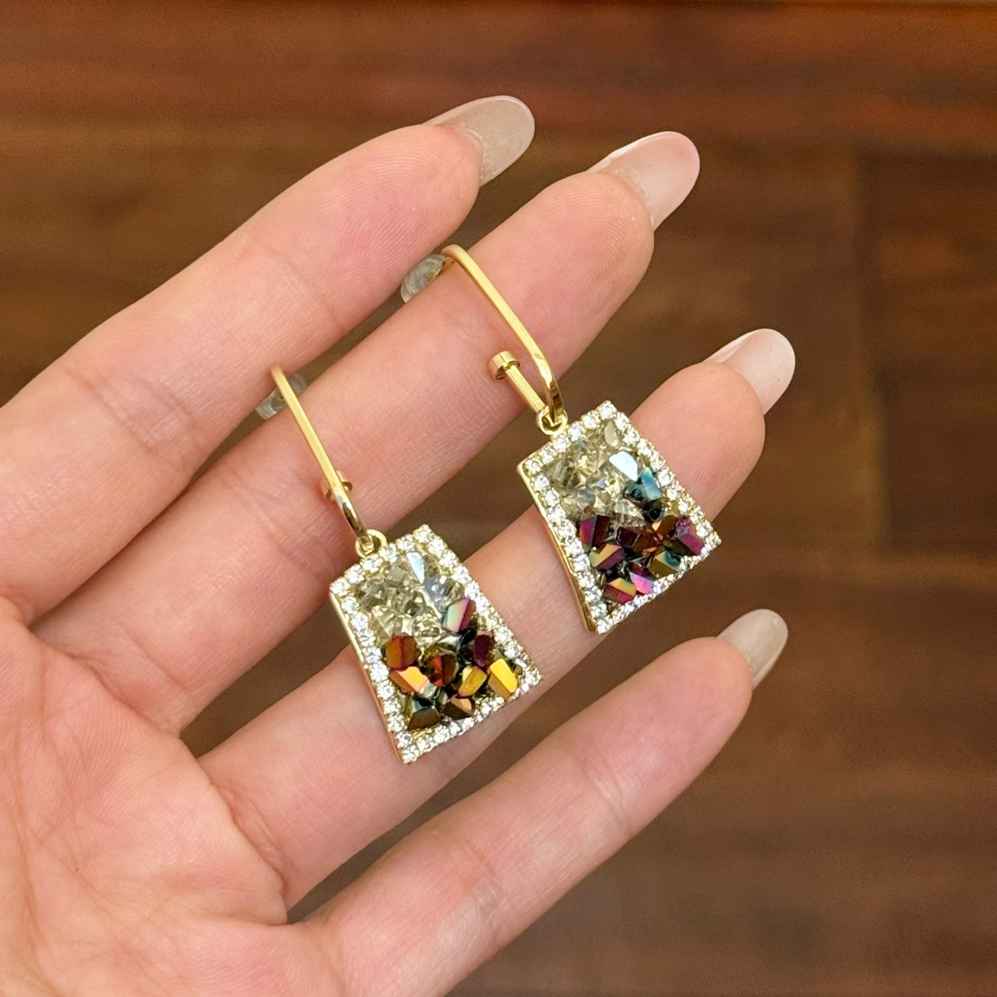 铜合金合成锆石耳饰 E0618 东大门定制高级油彩流苏耳环