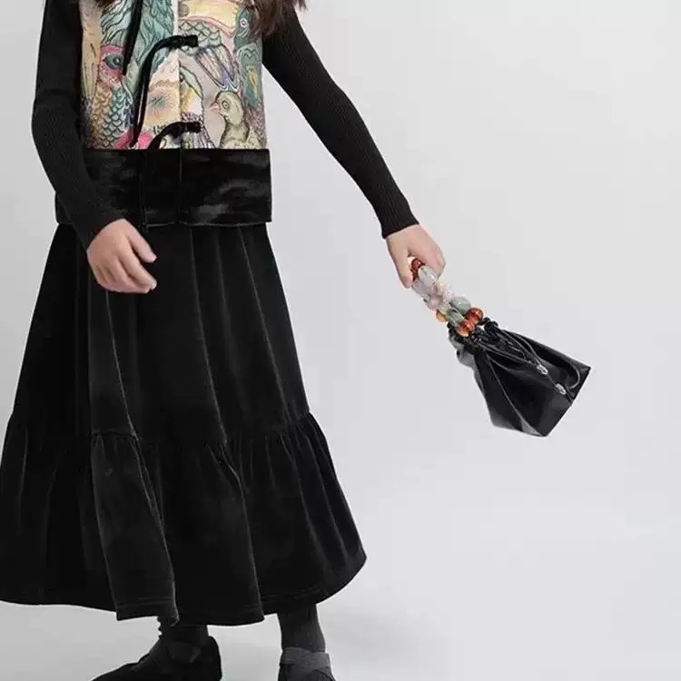 儿童冬季加厚丝绒半裙