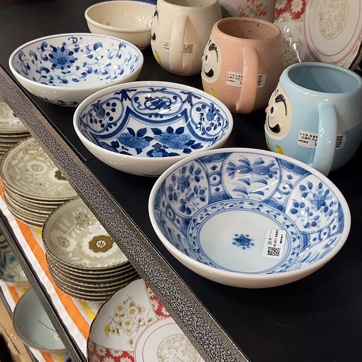 人***胖瓷片日本进口蓝三只小钵13.5公分