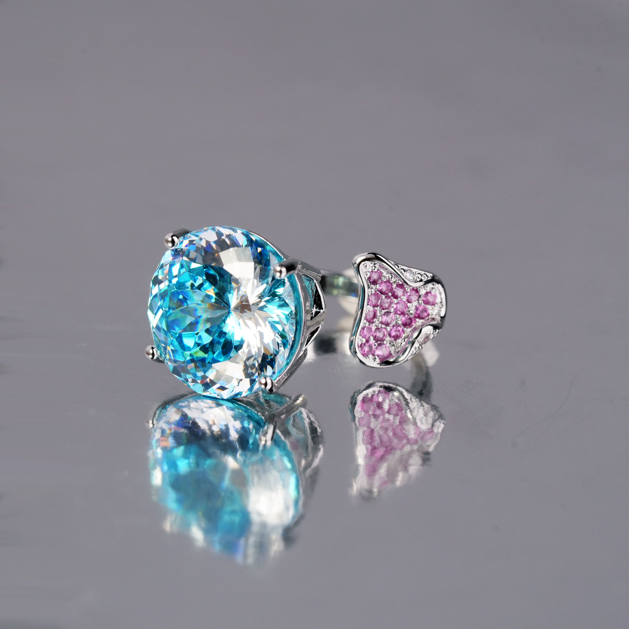 铜合金合成锆石戒指 蓝色女活口波西米亚风时尚经典戒指7272-3