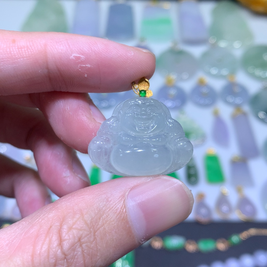 翡翠吊坠(不含链)18K金镶嵌