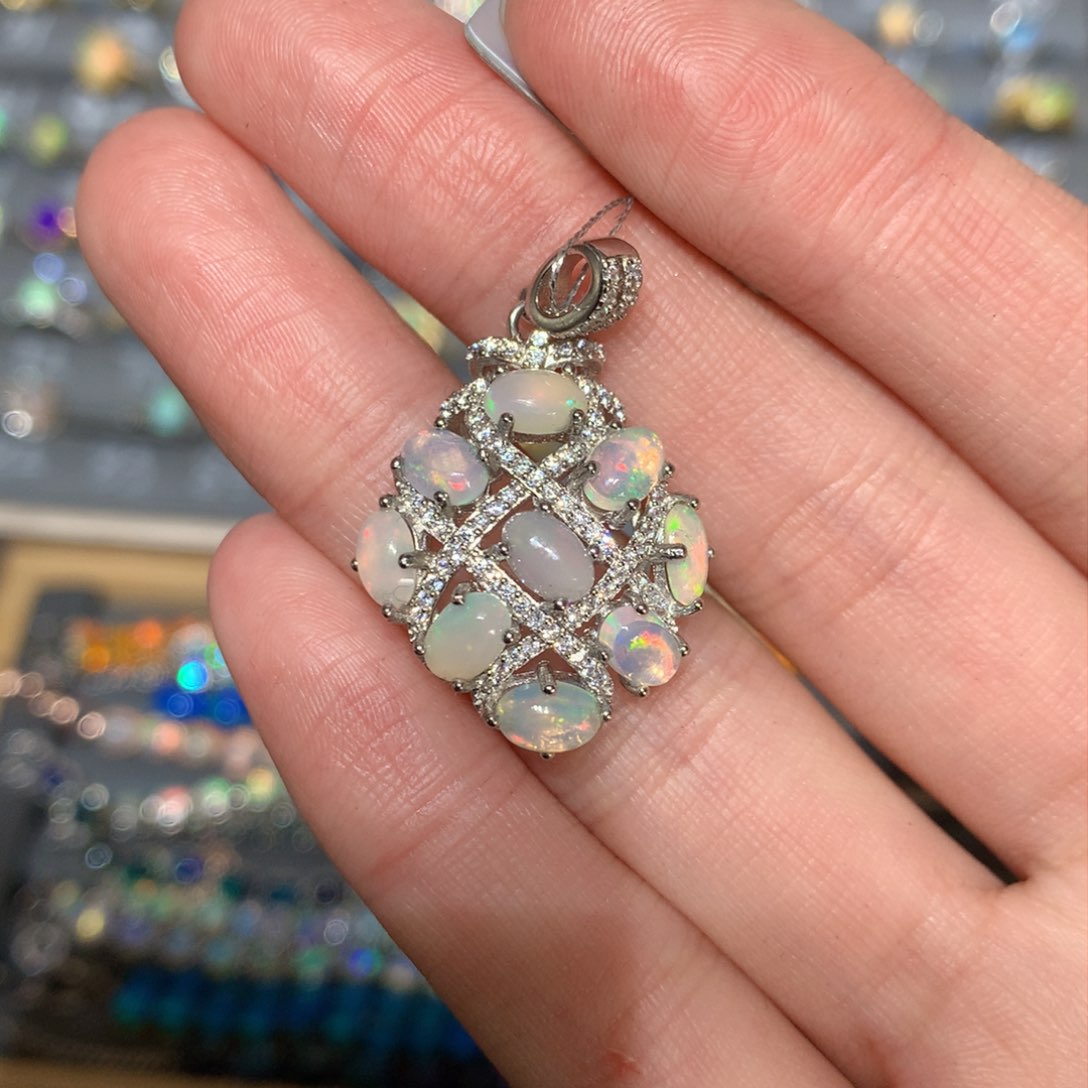 银S925镶嵌欧泊吊坠t