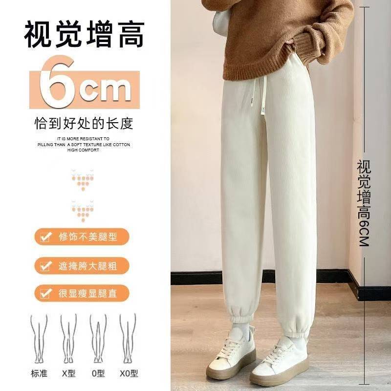 B25-1（脏污处理）女士竖纹显瘦休闲裤女加绒加厚宝宝绒休闲束脚裤