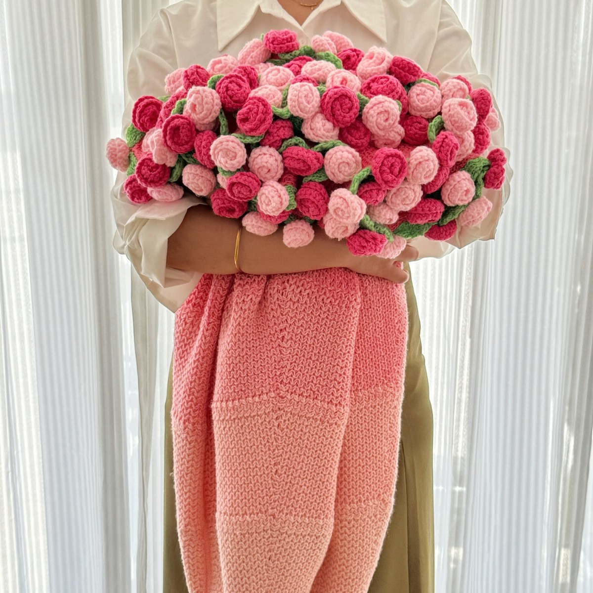 【渐变毯玫瑰花束】手工高品质编织渐变毛毯送闺蜜送女友礼物