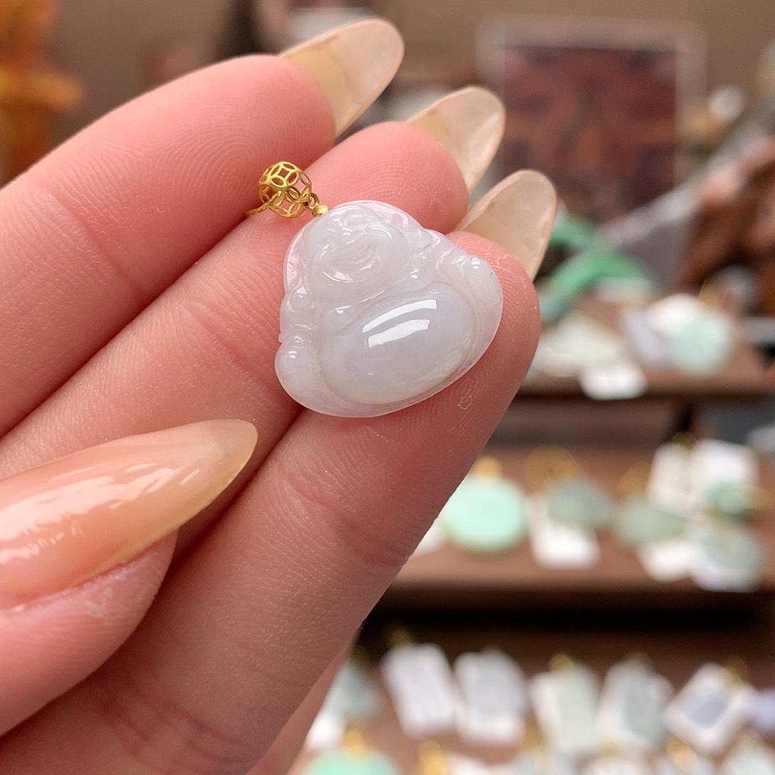 翡翠吊坠(不含链)18K金镶嵌