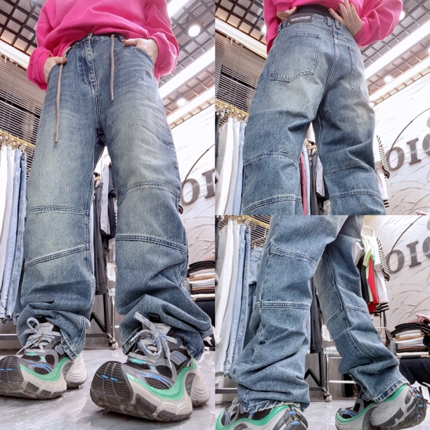 牛仔裤水洗港风常规款直筒情侣休闲欧美高街复古裤子嘻哈破洞