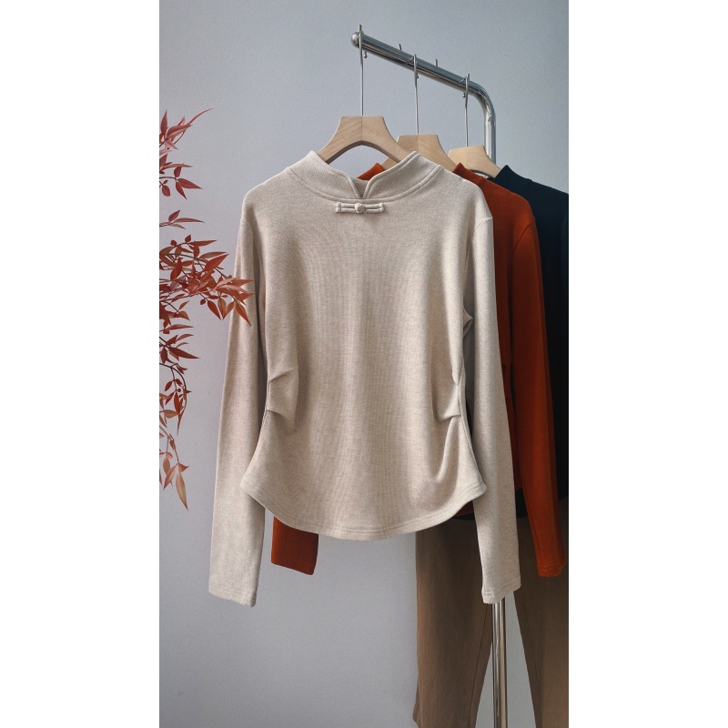 （新中式小蛮腰德绒自发热）新款遮肚子显瘦新中式打底衫 DR7766