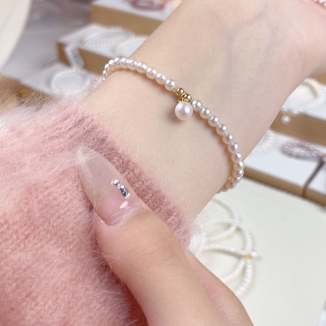 银S925镶嵌淡水珍珠手链