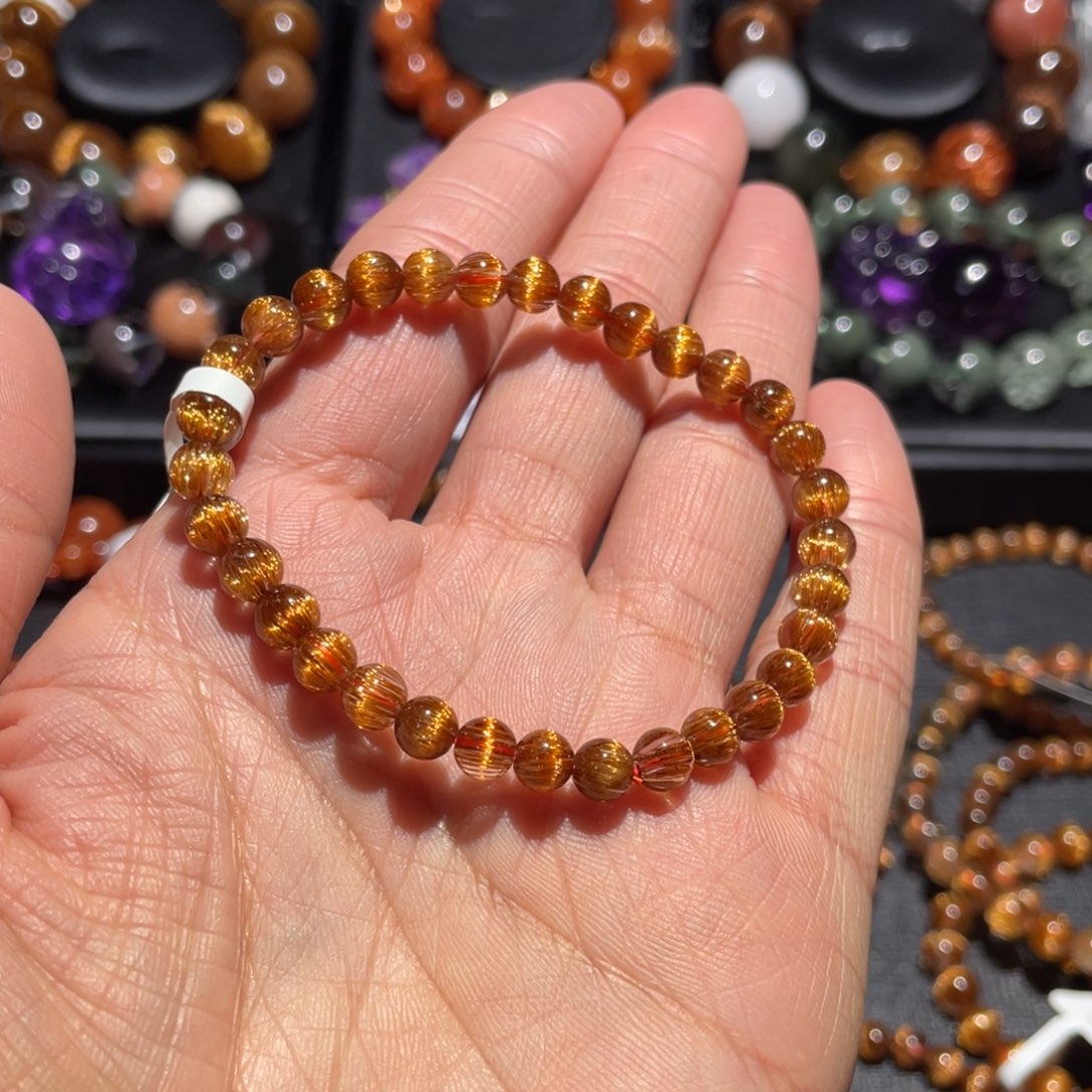 水晶手链未镶嵌如*铜顺发手链5.5mm左右