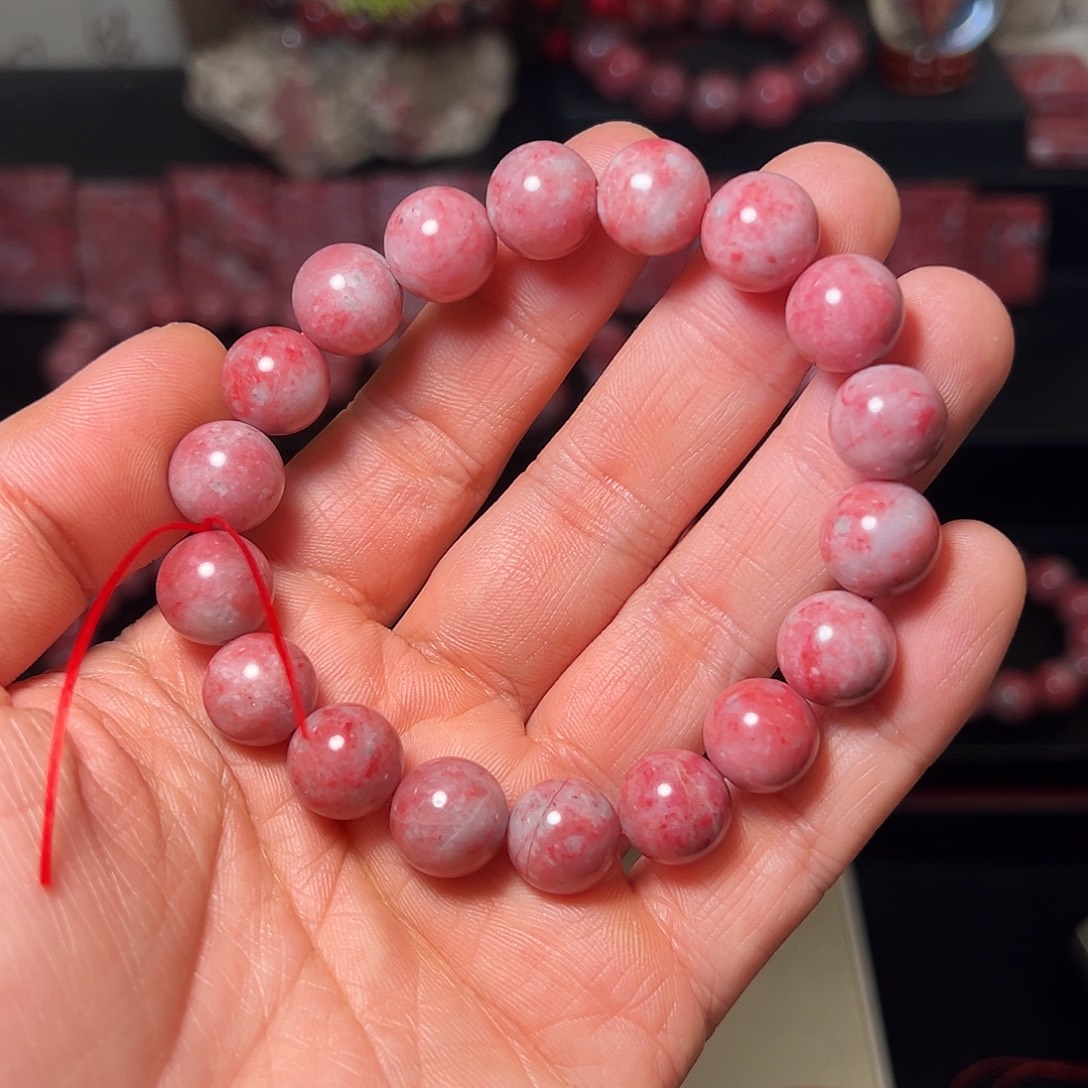 时***转天然辰砂原石手串