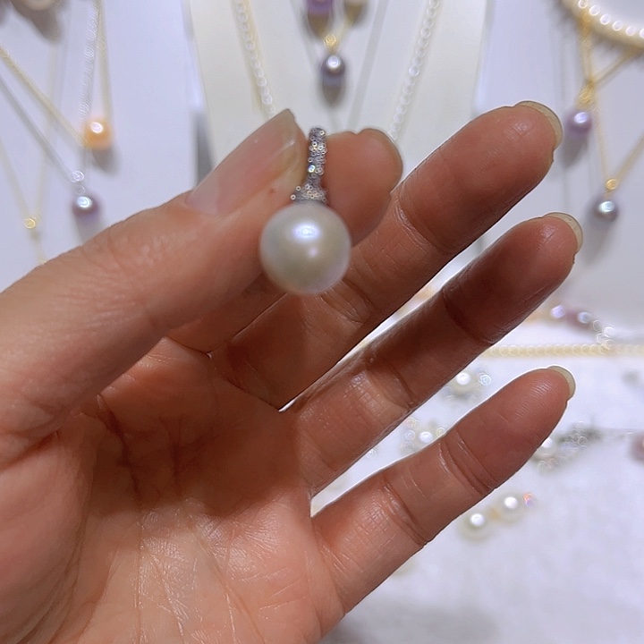 淡水珍珠白珠银色奶嘴扣合金