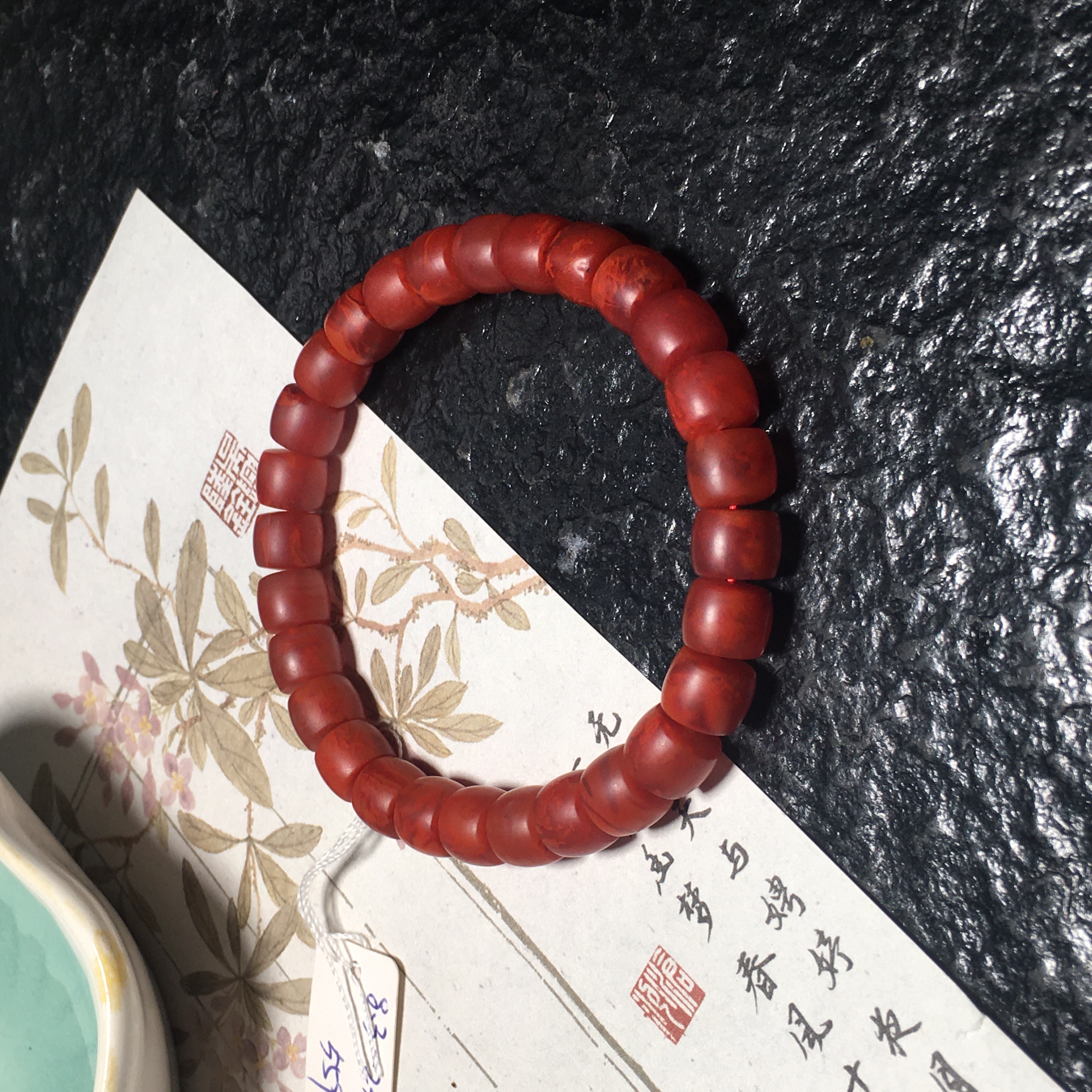 【朱锦南红】天然川料南红玛瑙哑光火焰纹单圈直切手串8.3mm23.9g