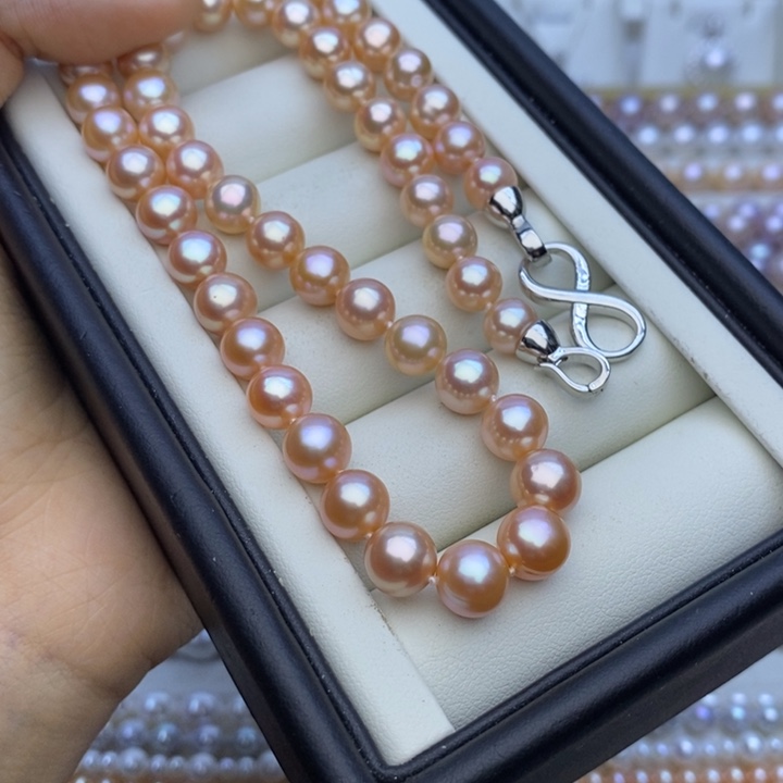 淡水珍珠项链未镶嵌8m无核 中国红