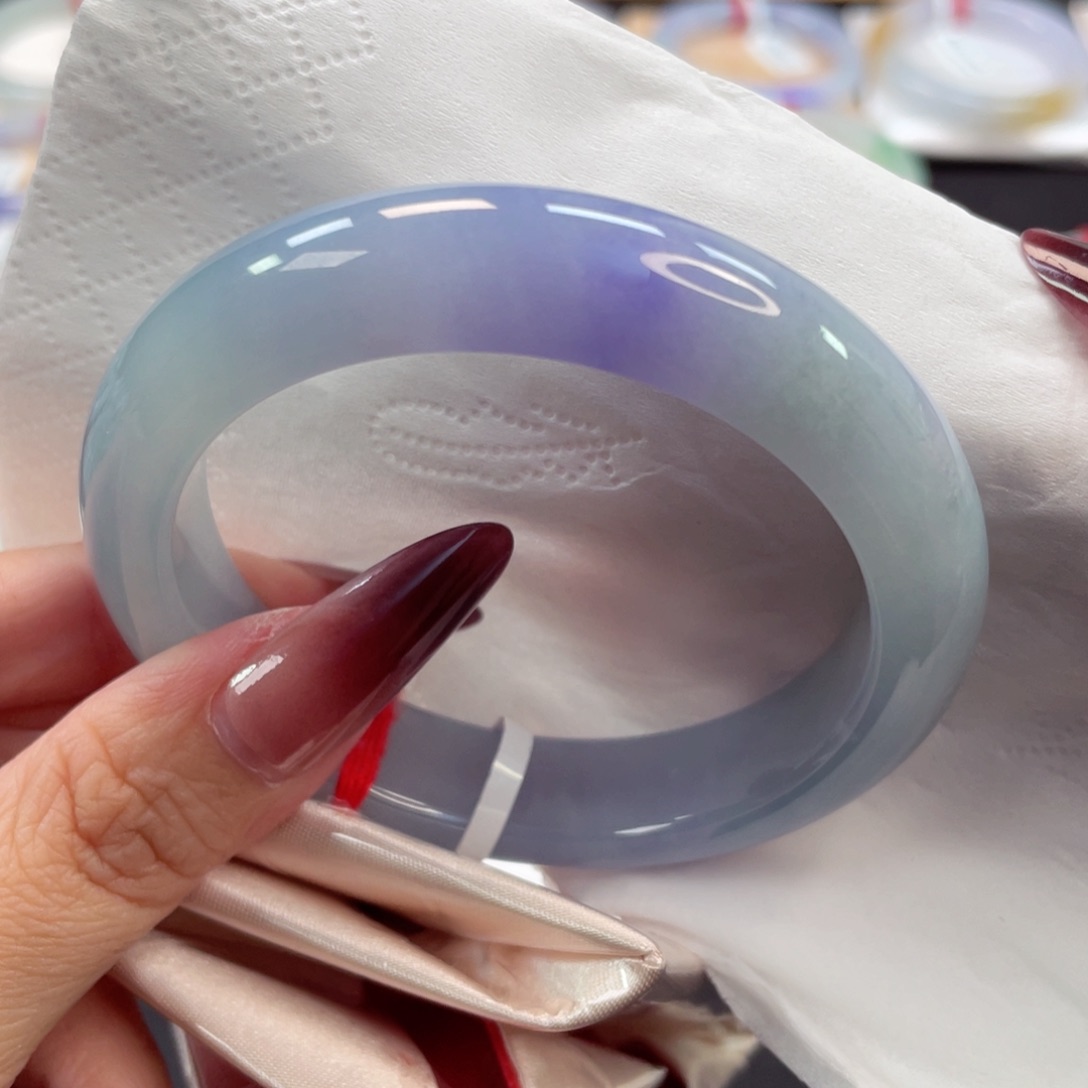 未镶嵌手镯翡翠56号57.5种老细腻蓝紫